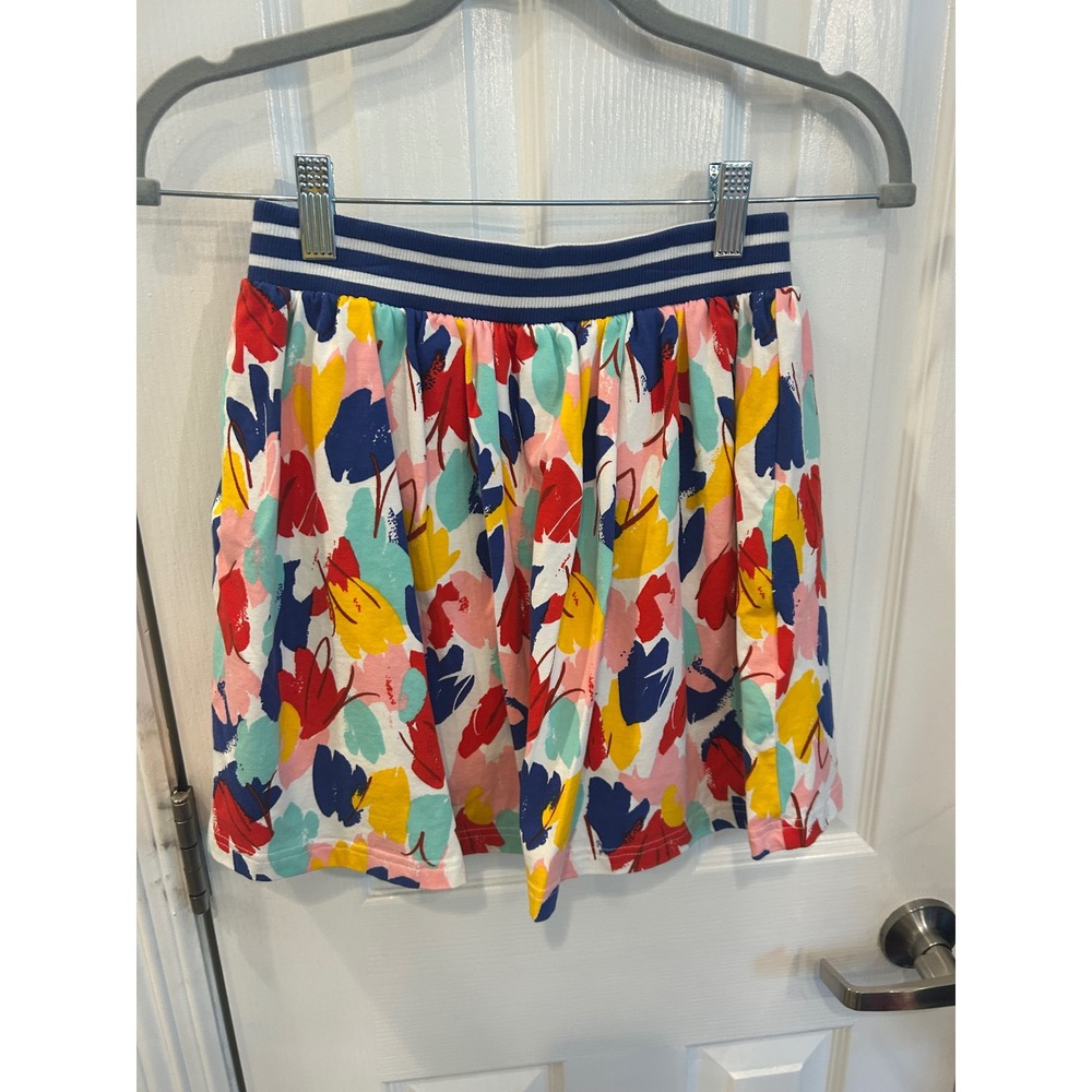 Hanna Andersson Skort Multicolor Floral Striped Waistband Active Skirt 150